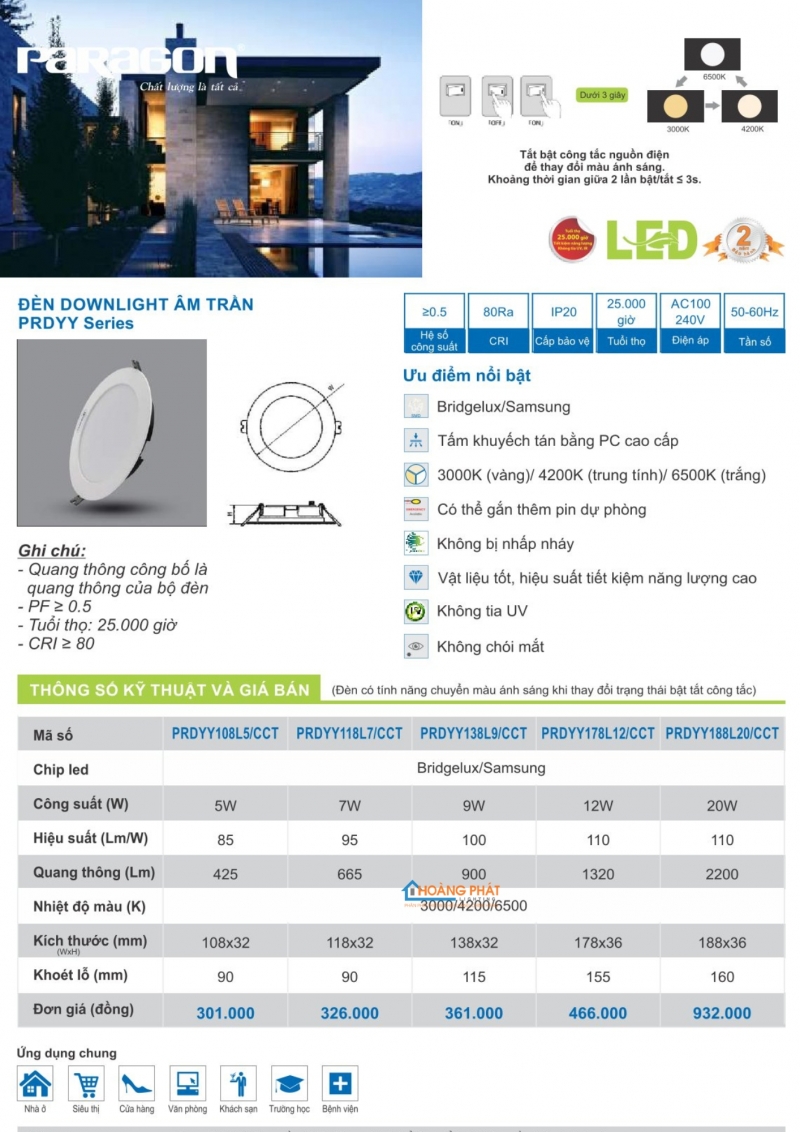 Catalogues đèn Paragon mới nhất 2025