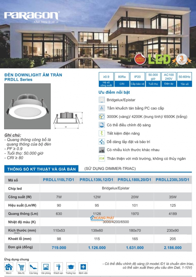 Catalogues đèn Paragon mới nhất 2025