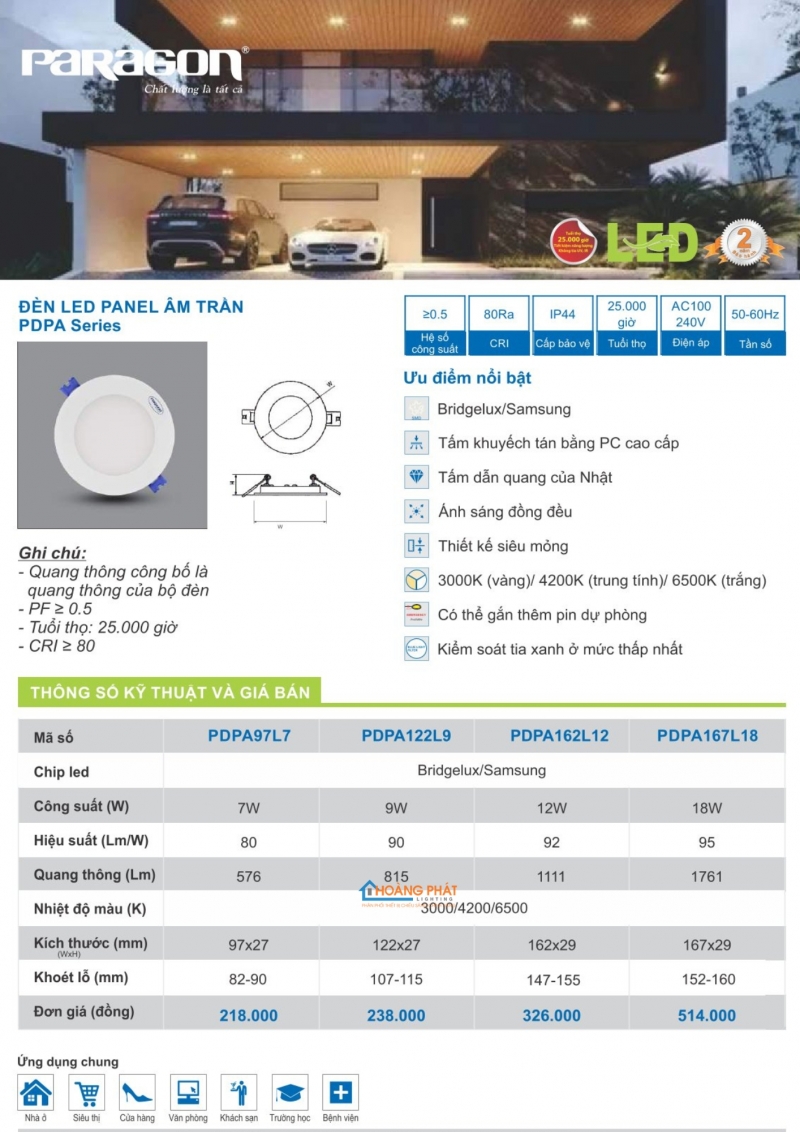 Catalogues đèn Paragon mới nhất 2025