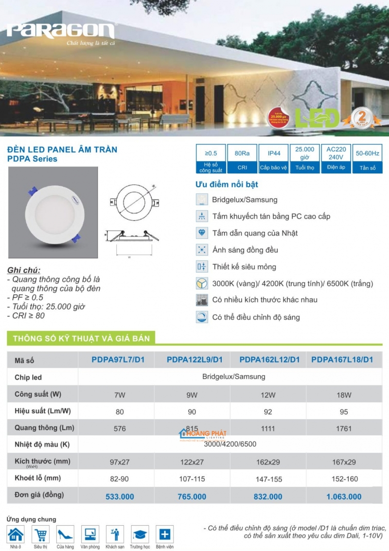 Catalogues đèn Paragon mới nhất 2025