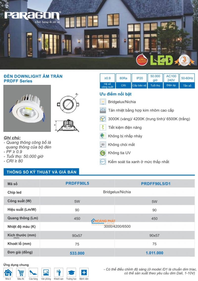 Catalogues đèn Paragon mới nhất 2025