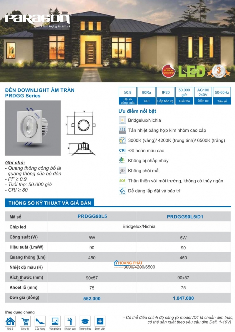 Catalogues đèn Paragon mới nhất 2025