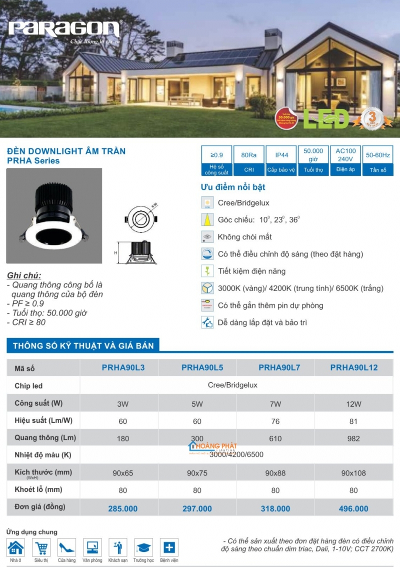 Catalogues đèn Paragon mới nhất 2025
