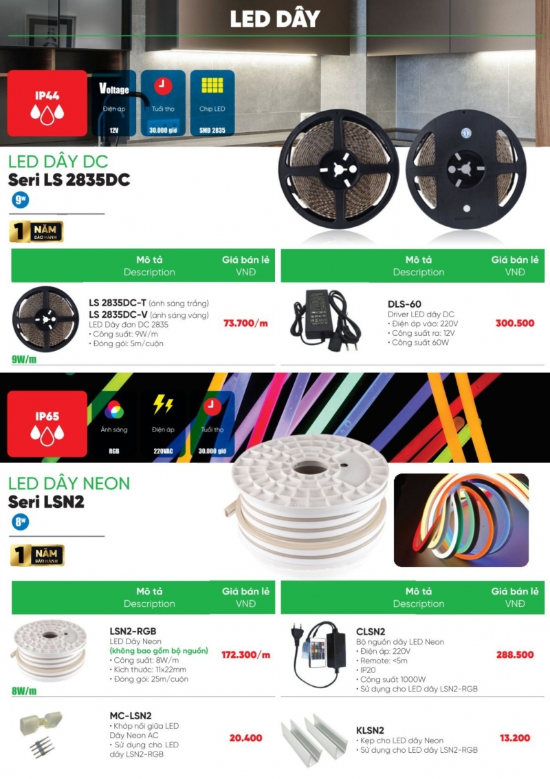 Đèn led dây Neon 8W LSN2-RGB 25M MPE