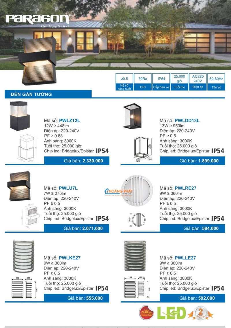 Catalogues đèn Paragon mới nhất 2025