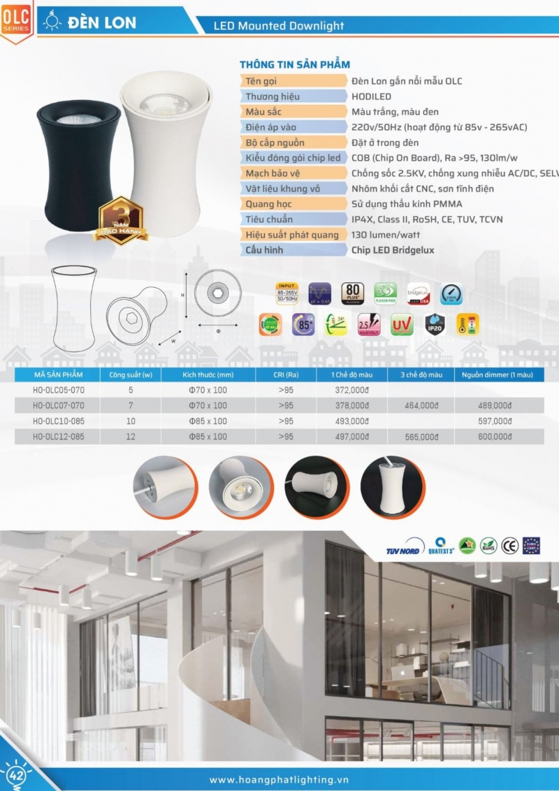 Đèn led lon đổi màu 7W HO-OLC07-070/ĐM Hodiled