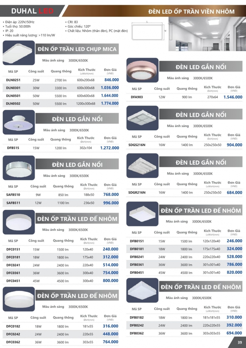 Đèn led ốp trần 12W DFA903 Duhal