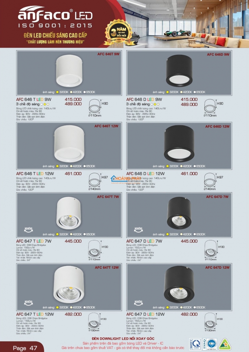 Catalogues đèn Anfaco mới nhất 2025