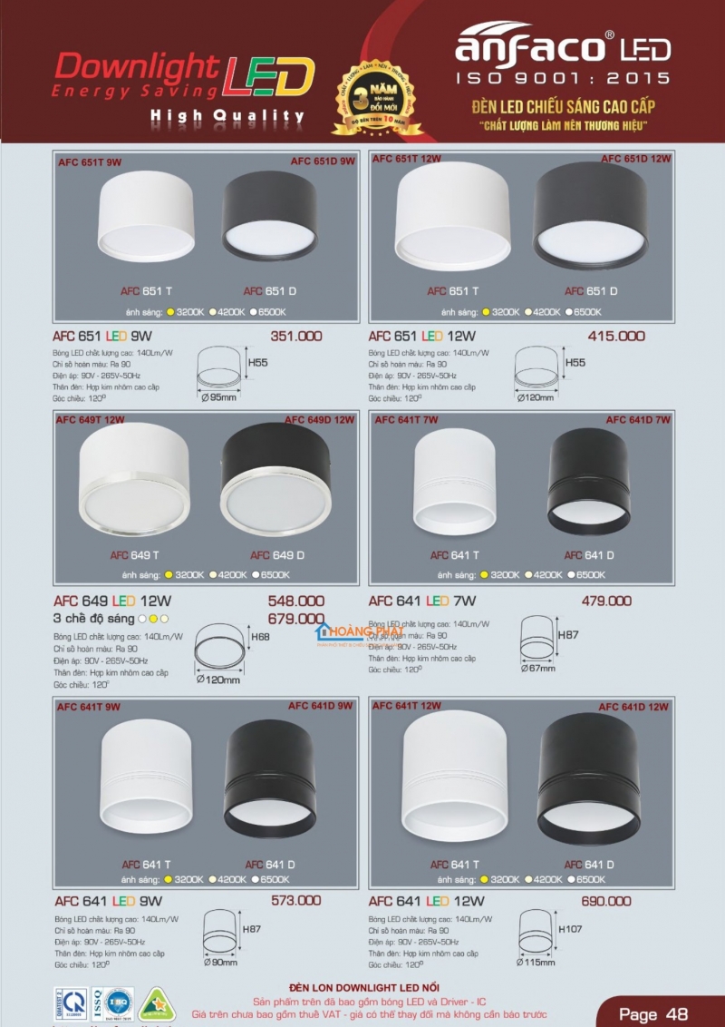 Catalogues đèn Anfaco mới nhất 2025