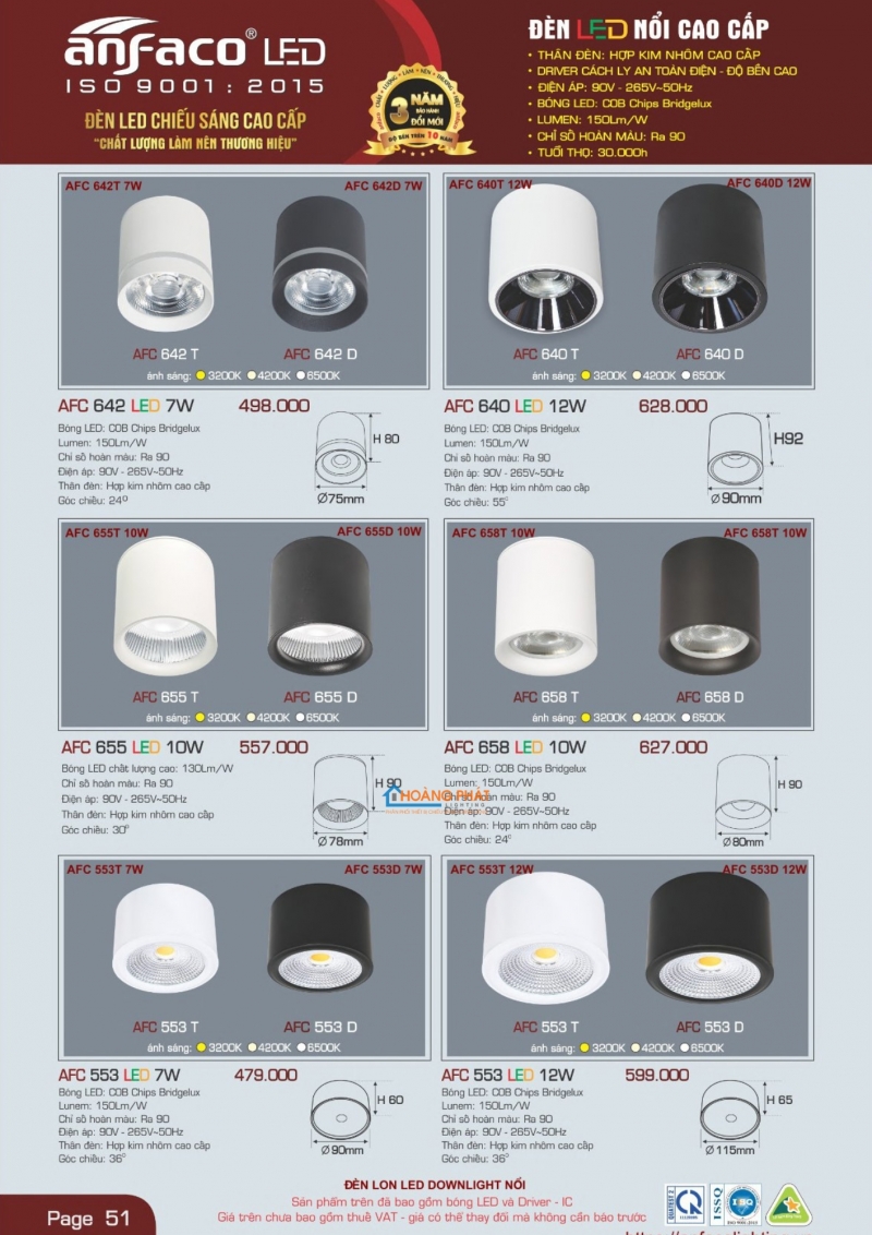 Catalogues đèn Anfaco mới nhất 2025