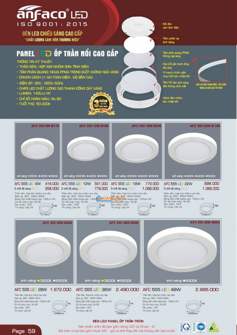 Catalogues đèn Anfaco mới nhất 2025