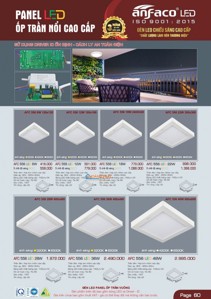 Catalogues đèn Anfaco mới nhất 2025