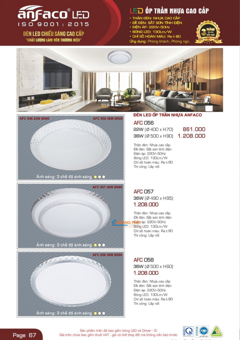Catalogues đèn Anfaco mới nhất 2025