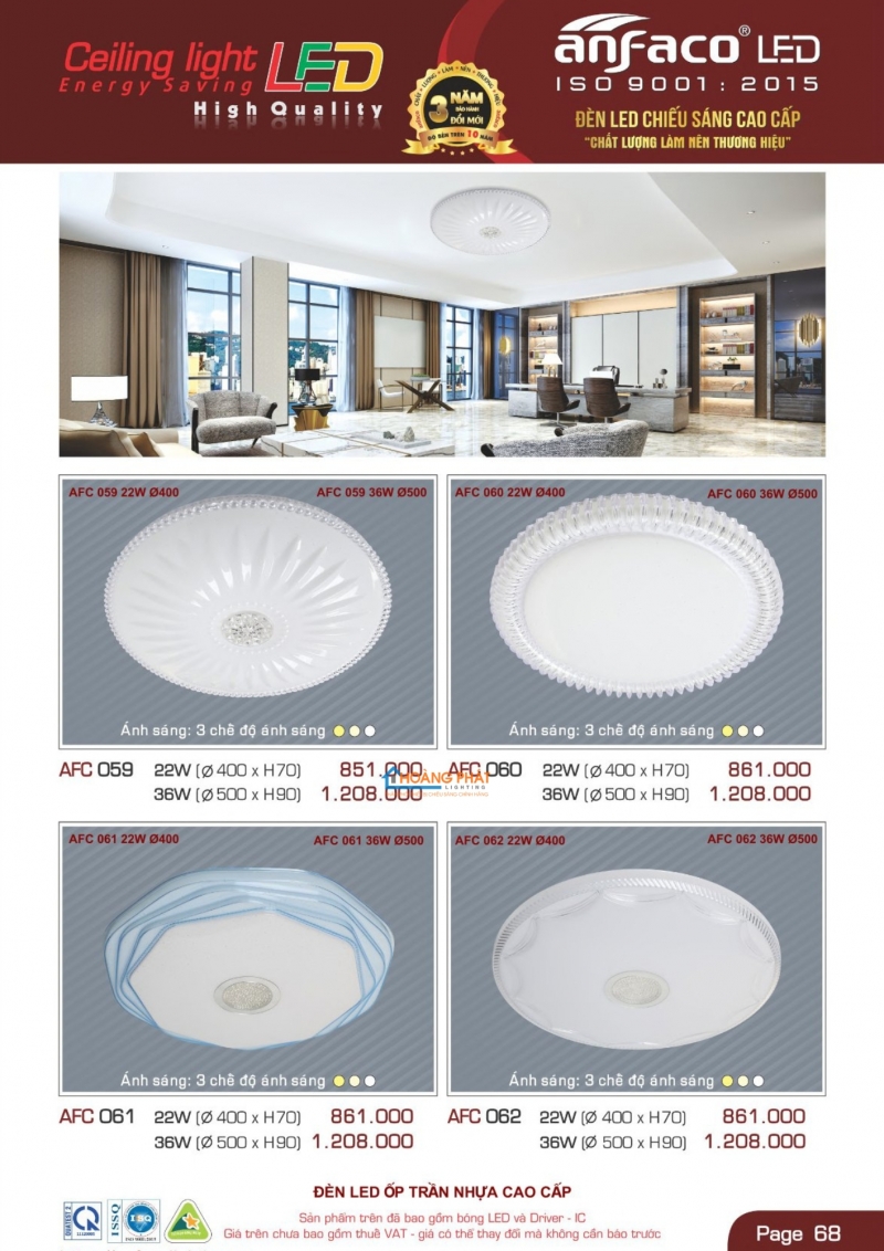 Catalogues đèn Anfaco mới nhất 2025
