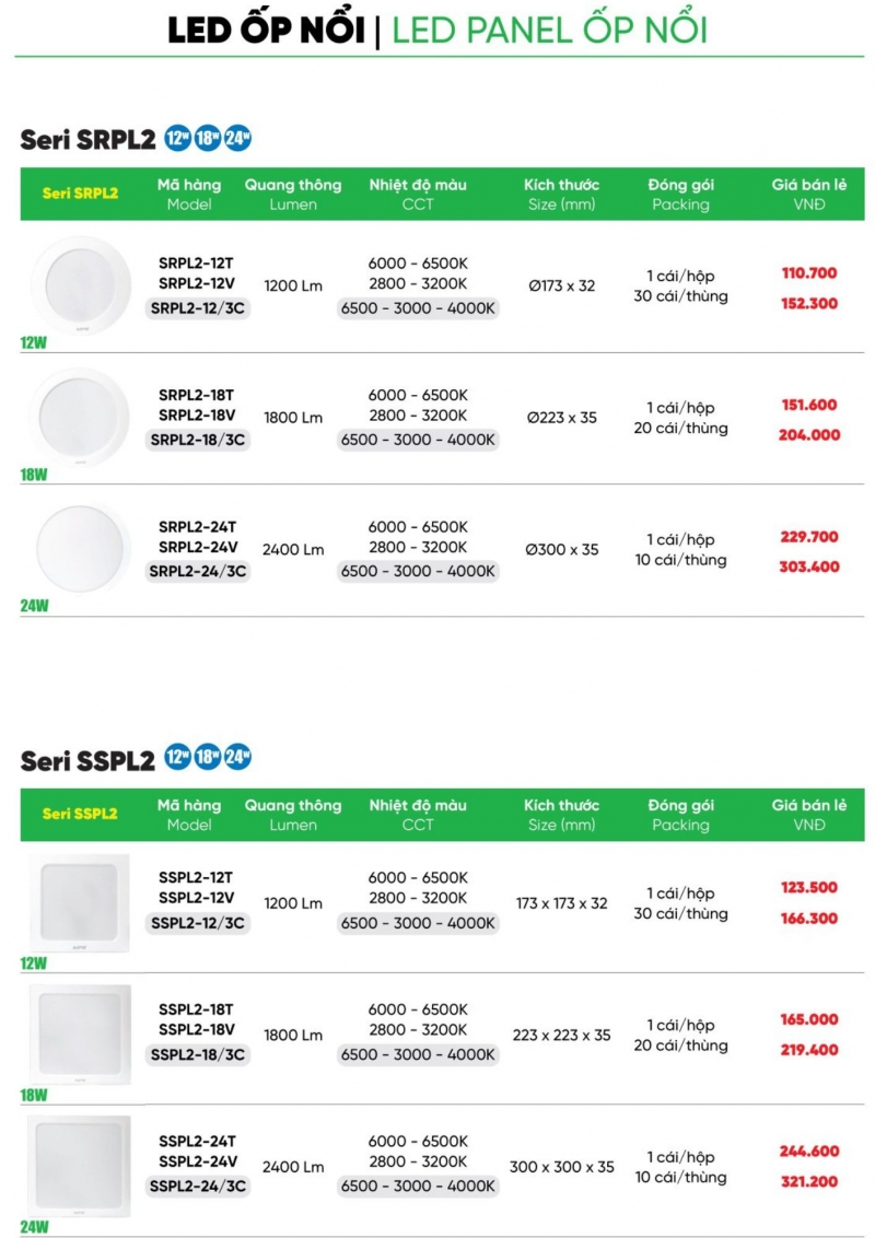 Đèn led ốp trần đổi màu 24W SRPL2-24/3C MPE