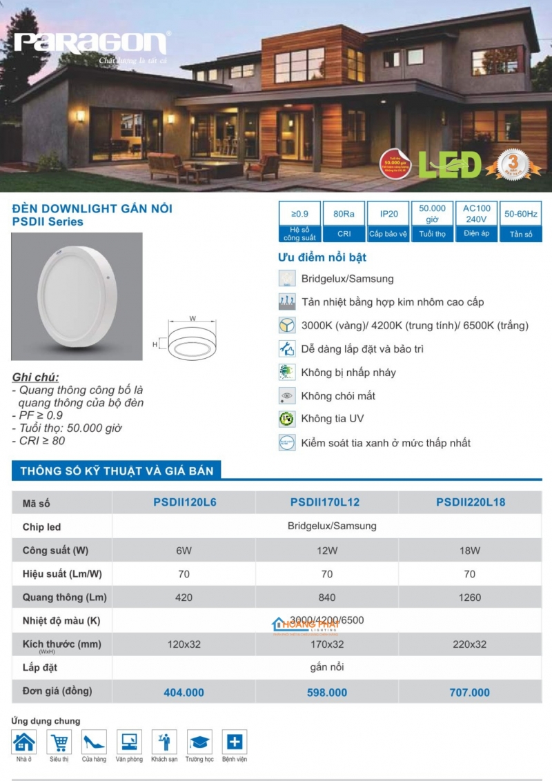 Catalogues đèn Paragon mới nhất 2025
