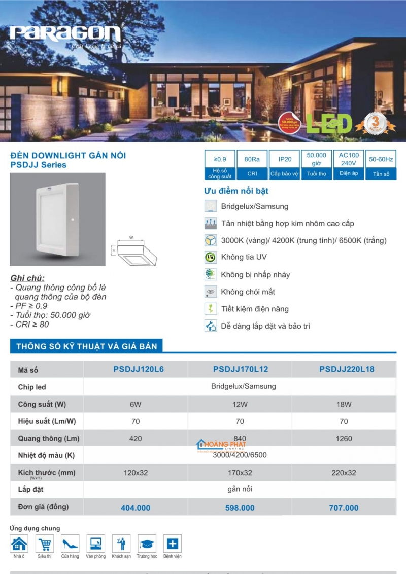 Catalogues đèn Paragon mới nhất 2025