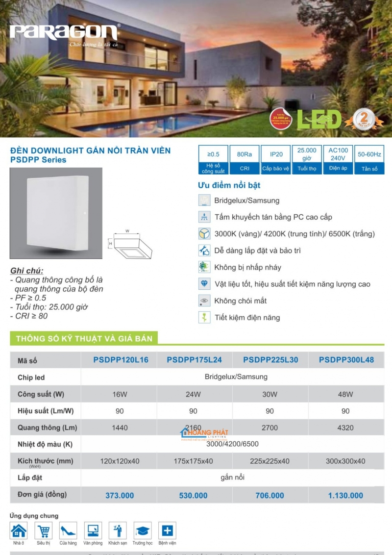Catalogues đèn Paragon mới nhất 2025