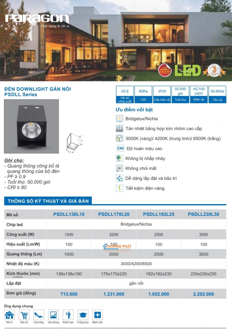 Catalogues đèn Paragon mới nhất 2025