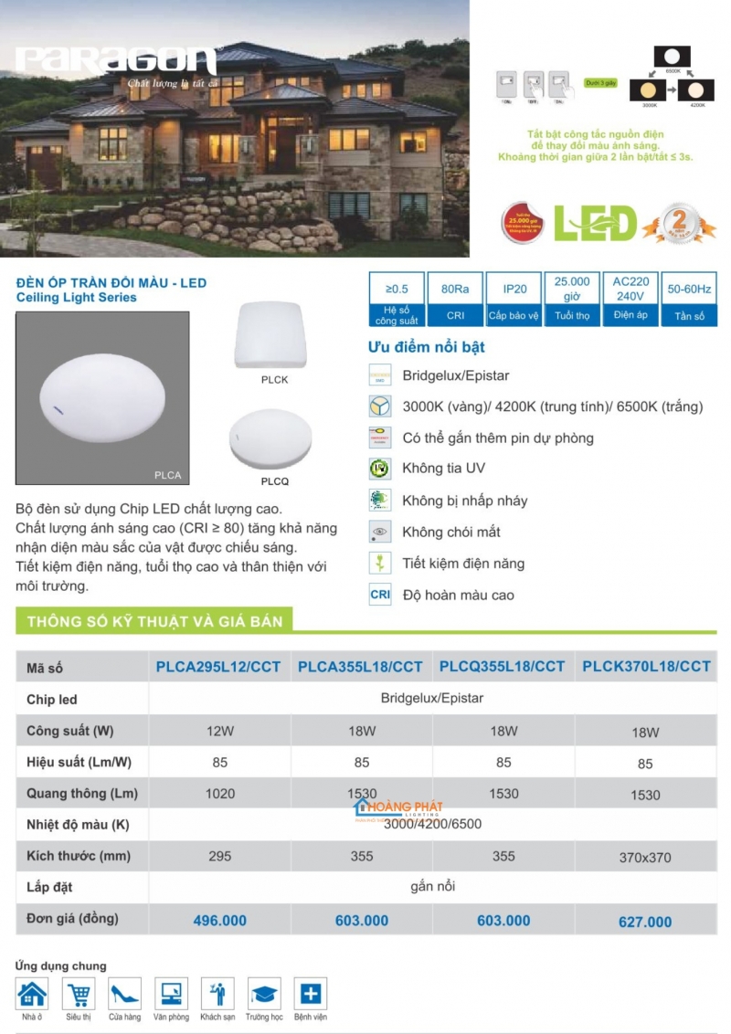 Catalogues đèn Paragon mới nhất 2025