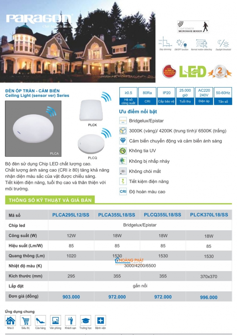 Catalogues đèn Paragon mới nhất 2025