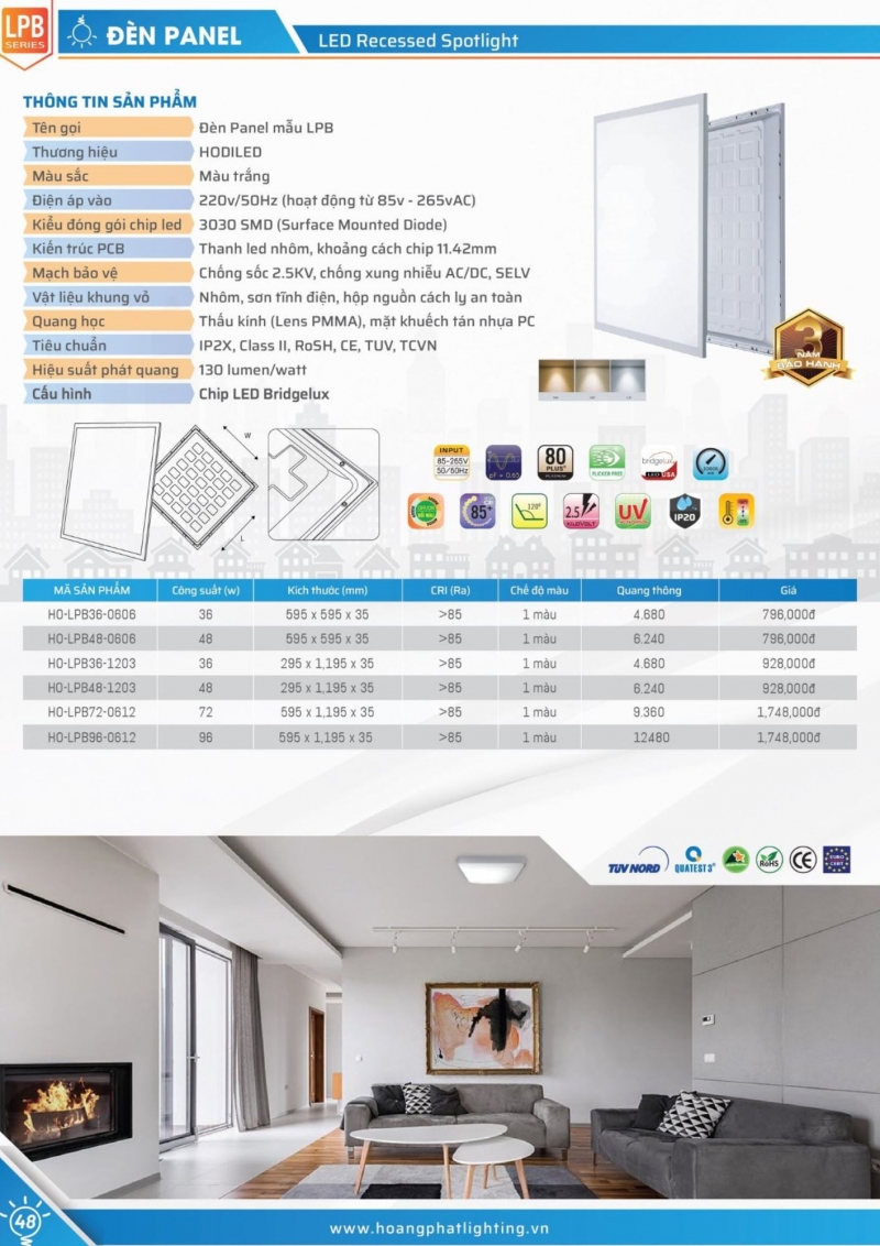 Đèn led panel 36W HO-LPB36-0606 Hodiled