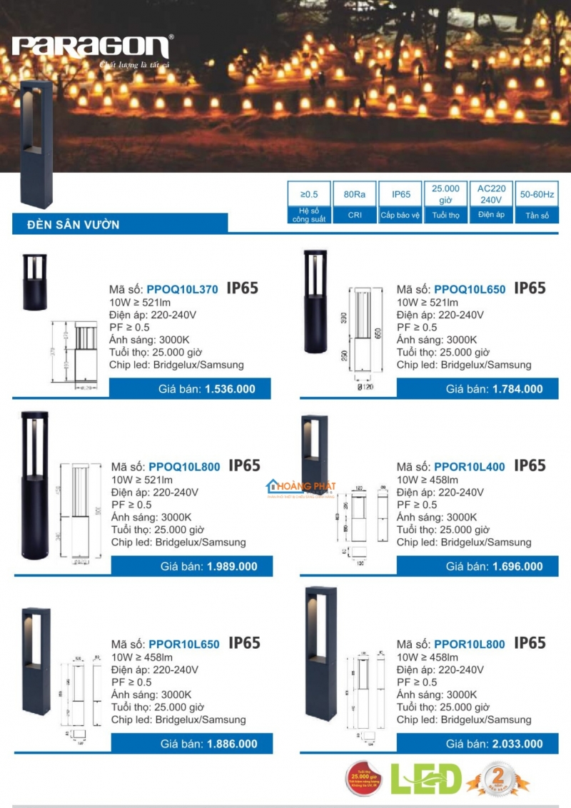 Catalogues đèn Paragon mới nhất 2025