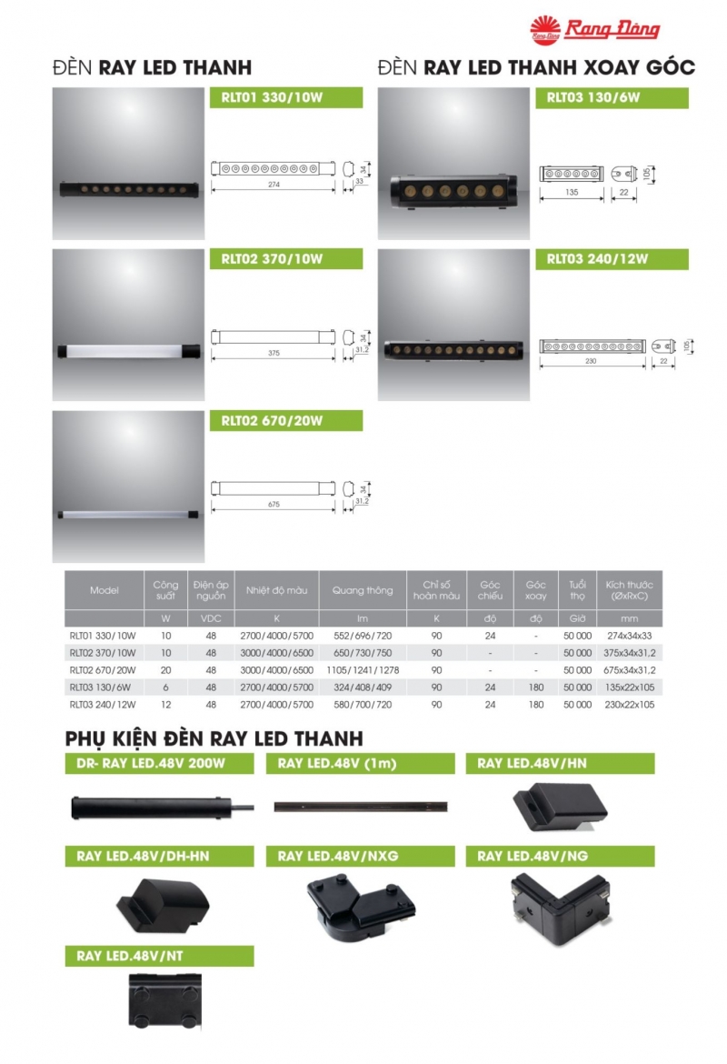 Đèn led thanh ray xoay góc RLT03 240/12W Rạng Đông