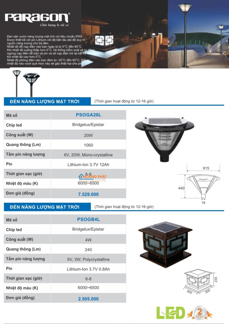 Catalogues đèn Paragon mới nhất 2025