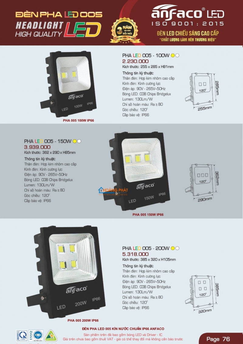 Catalogues đèn Anfaco mới nhất 2025