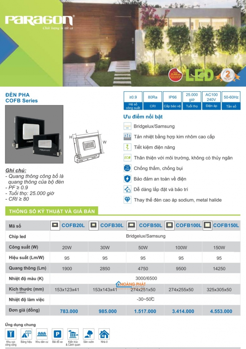 Catalogues đèn Paragon mới nhất 2025
