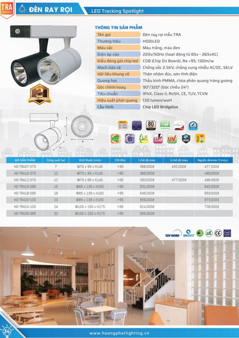 Đèn rọi ray 10W HO-TRA10-070 Hodiled