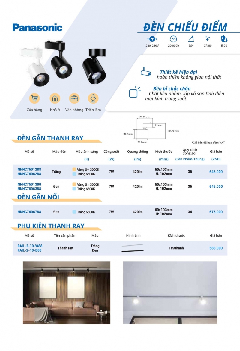 Đèn rọi ray 7W NNNC7606788 Panasonic