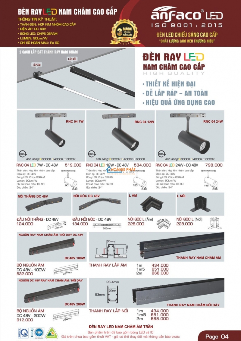 Catalogues đèn Anfaco mới nhất 2025