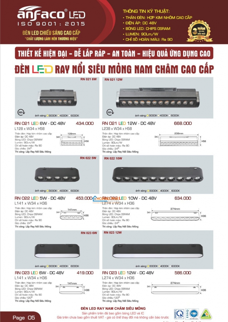 Catalogues đèn Anfaco mới nhất 2025