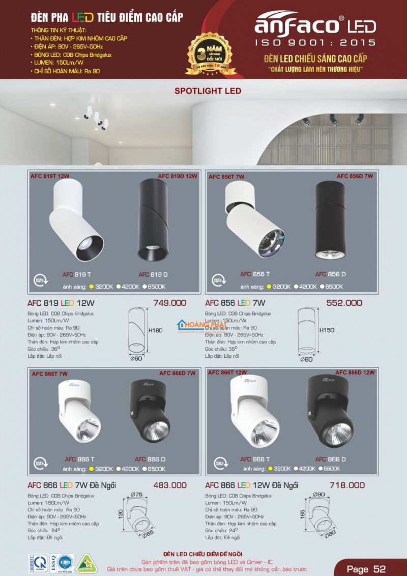 Catalogues đèn Anfaco mới nhất 2025