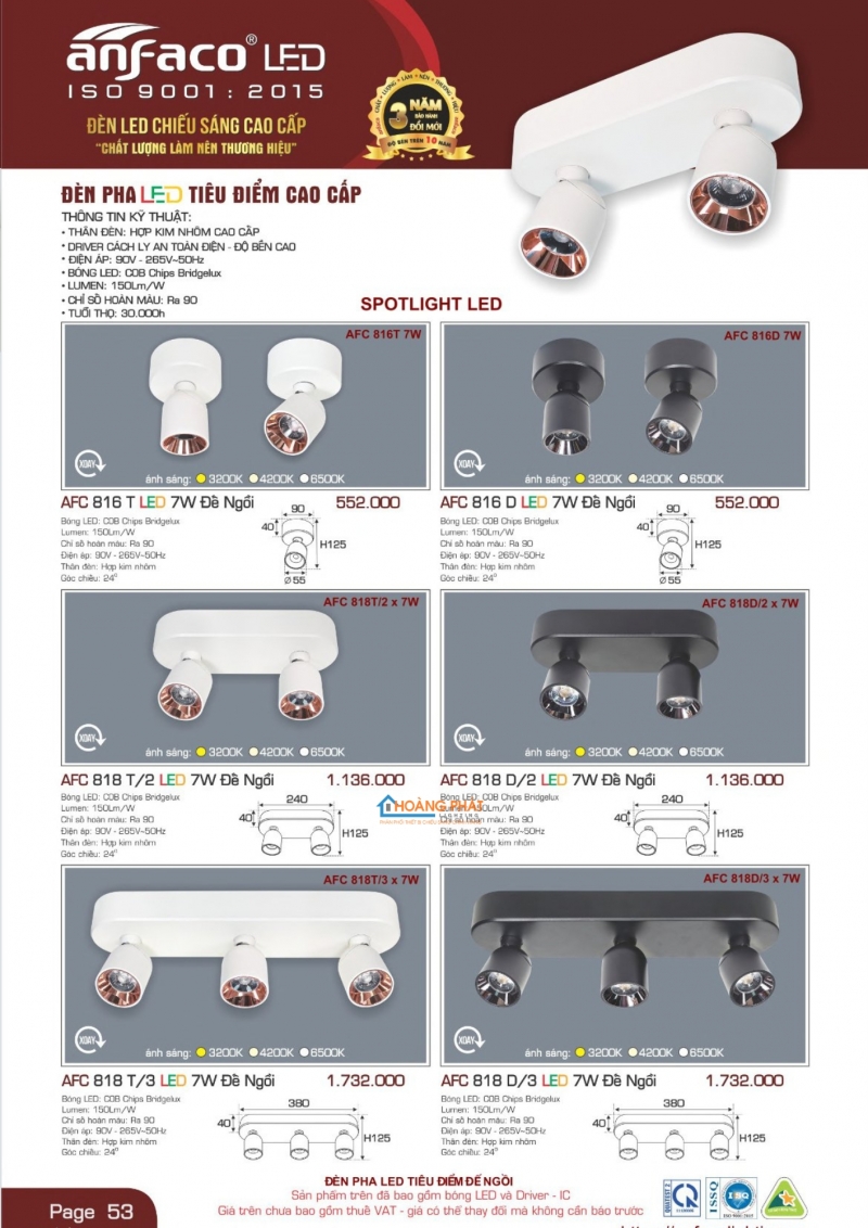 Catalogues đèn Anfaco mới nhất 2025