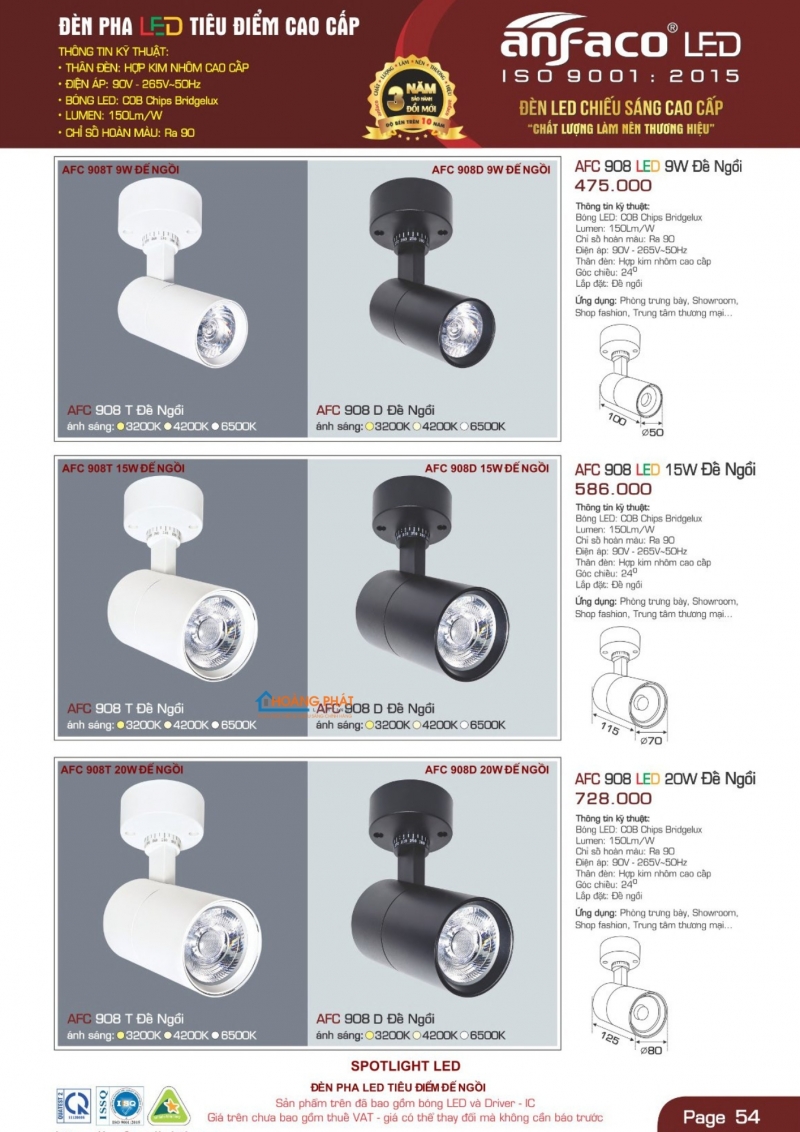 Catalogues đèn Anfaco mới nhất 2025