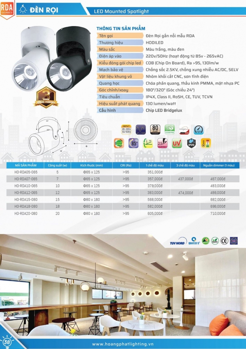 Đèn rọi ray đổi màu 7W HO-RDA07-065/ĐM Hodiled