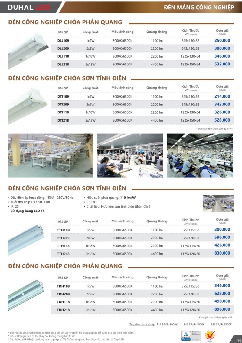 Bộ đèn tuýp led chóa sơn tĩnh điện 2x9W TTH209 0m6 Duhal