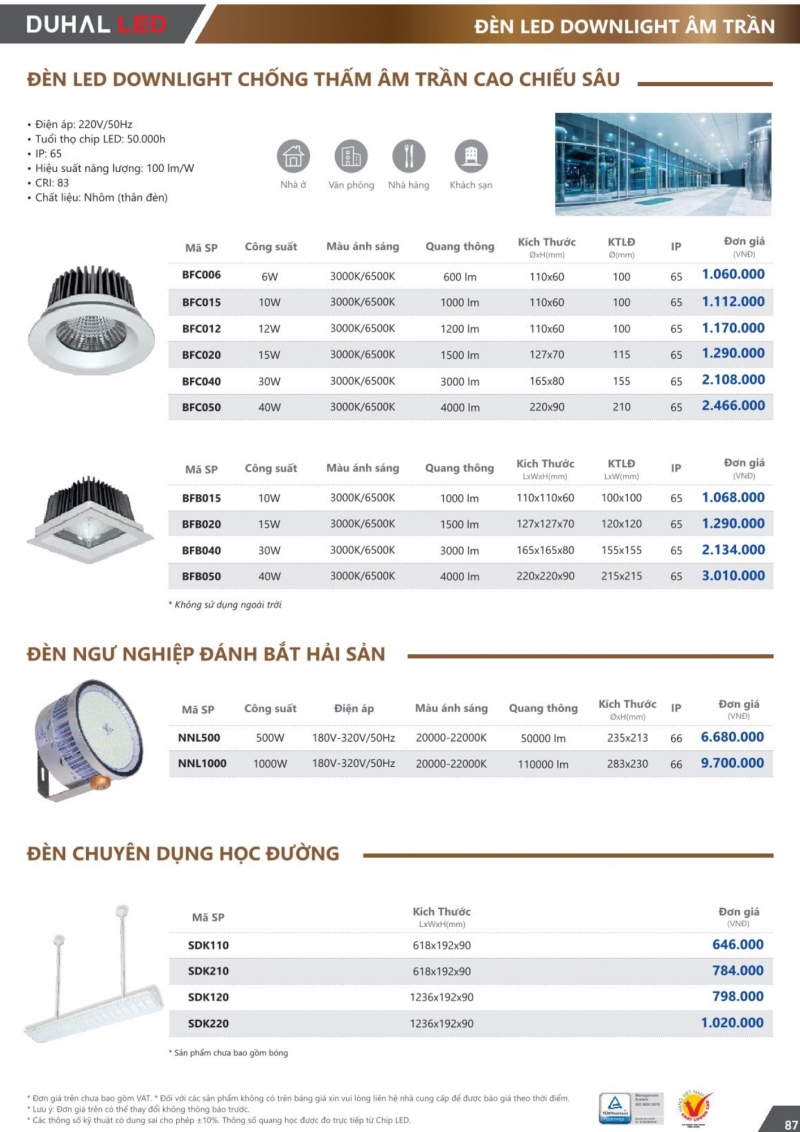 Đèn led âm trần chống thấm 30W BFC040 Duhal