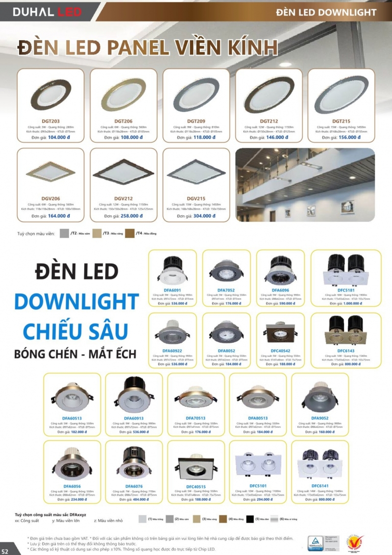 Đèn led âm trần viền kính 6W DGT206 Duhal