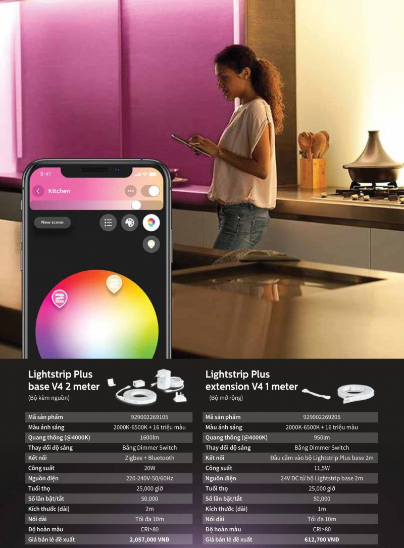 Bộ đèn led dây thông minh 20W 929002269105 2M Philips