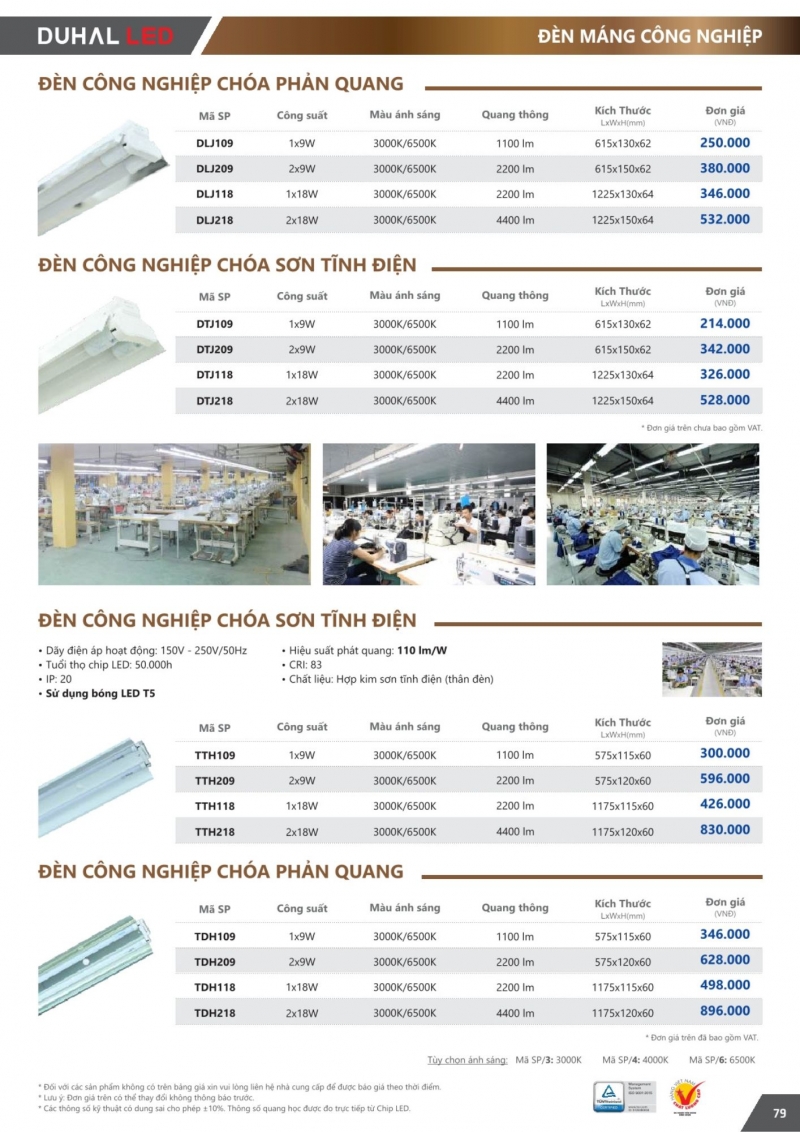 Bộ đèn tuýp led chóa sơn tĩnh điện 2x18W DTJ218 1m2 Duhal