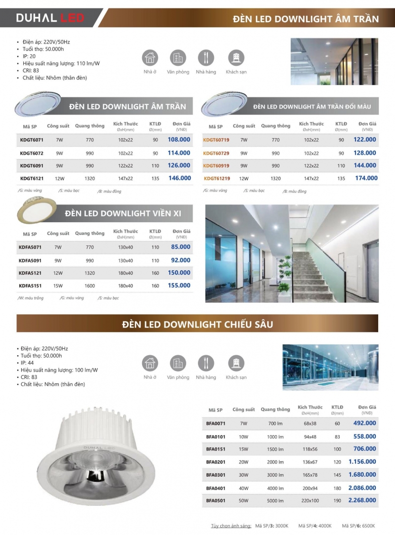 Đèn led âm trần 7W KDGT6071 Duhal