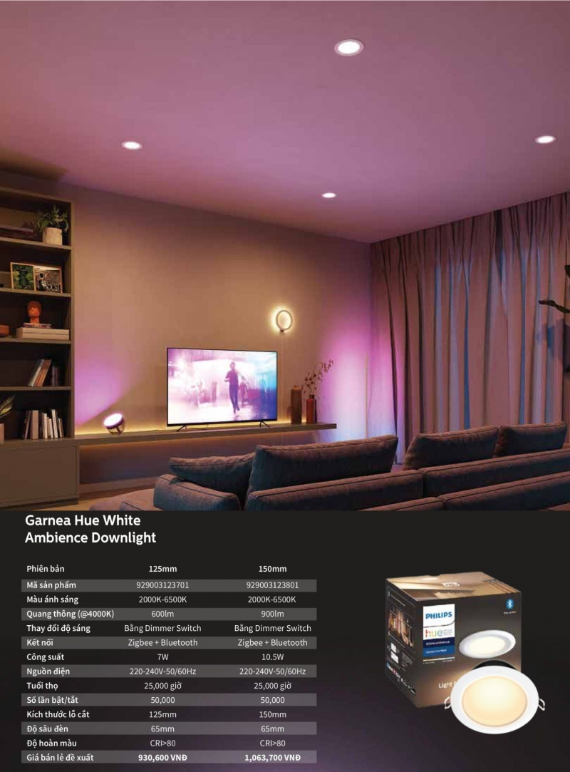 Đèn led âm trần thông minh 7W 929003123701 Philips