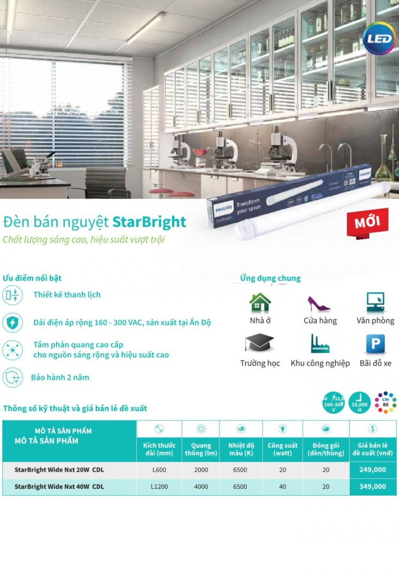 Đèn led bán nguyệt Starbright Wide Nxt 20W CDL 0m6 Philips 