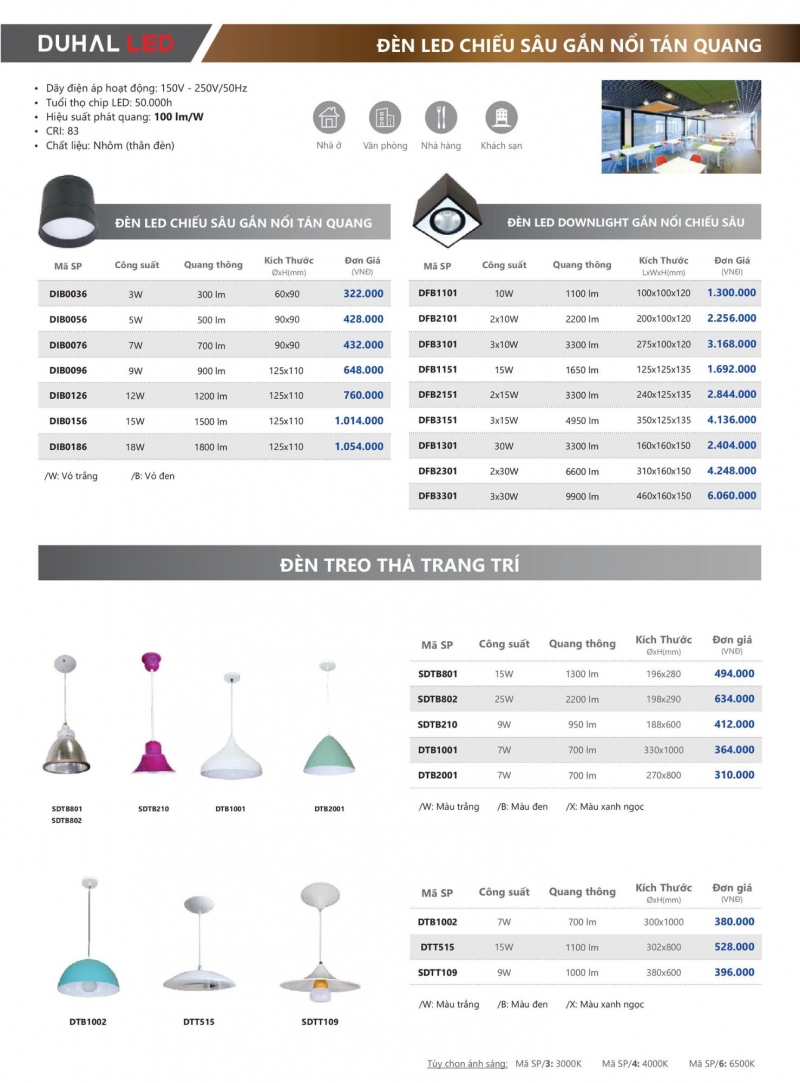 Đèn led ốp trần 3x30W DFB3301 Duhal