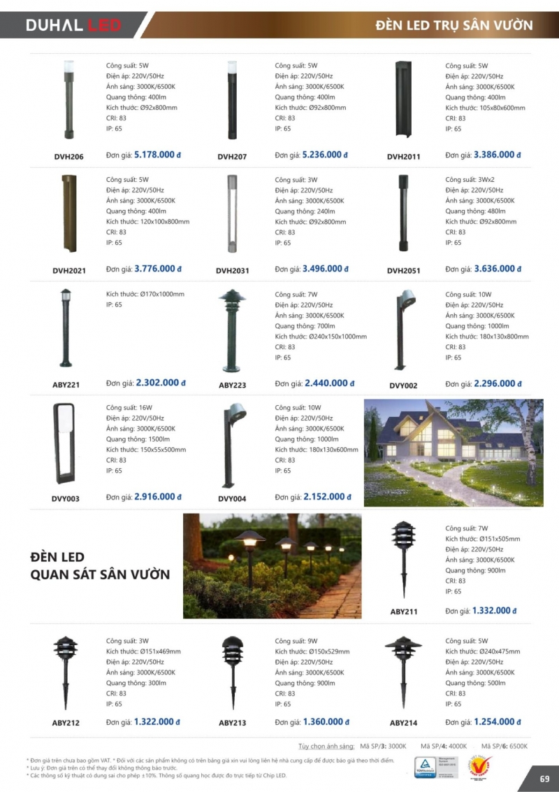 Đèn led quan sát sân vườn 3W ABY212 Duhal