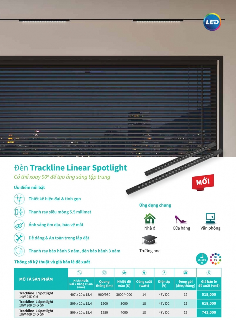 Đèn rọi ray 14W Trackline L Spotlight 24D GM Philips